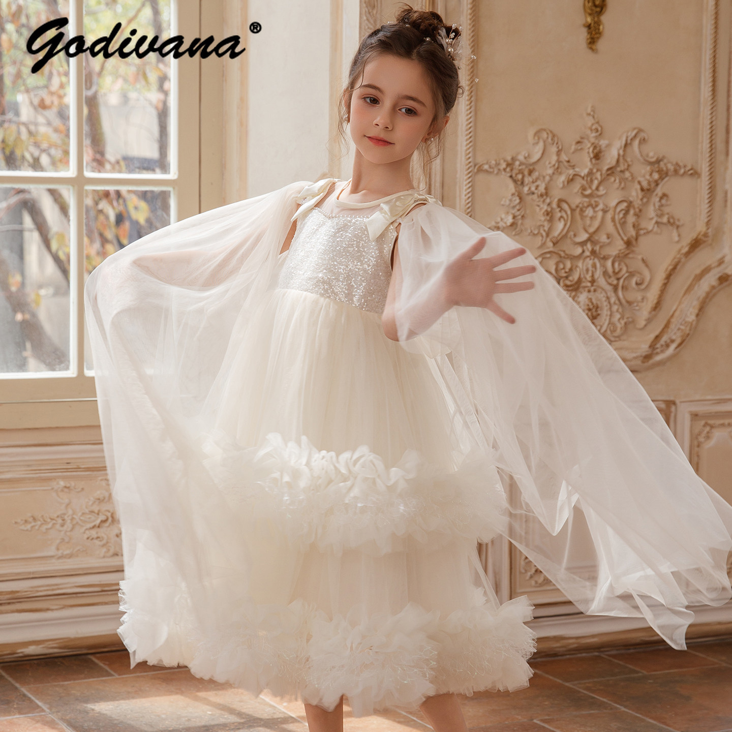 Glitter Tablecloth - Vestido de Fiesta de Tul Blanco